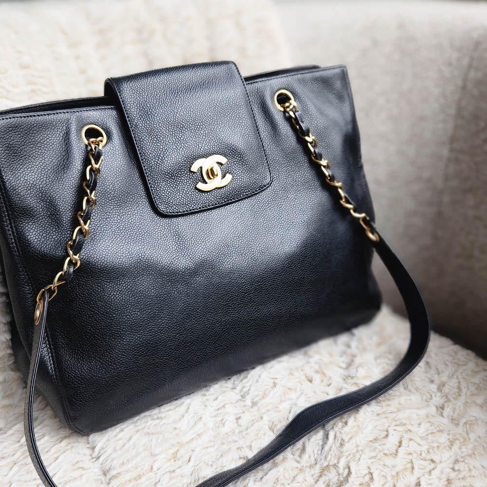 Chanel Supermodel Black Caviar Leather Chain-Handle Shoulder Bag - Picture 4 of 9
